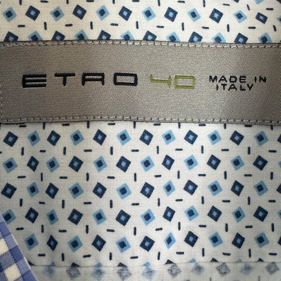 Etro Men’s Mixed Print Cotton Italian Dress Shirt Size 40 - Picture 6 of 10